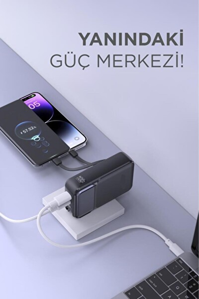 Başkenttekno 1027 20000 Mah Type-C Lightning 22.5 W Hızlı Şarj Dijital Göstergeli Powerbank