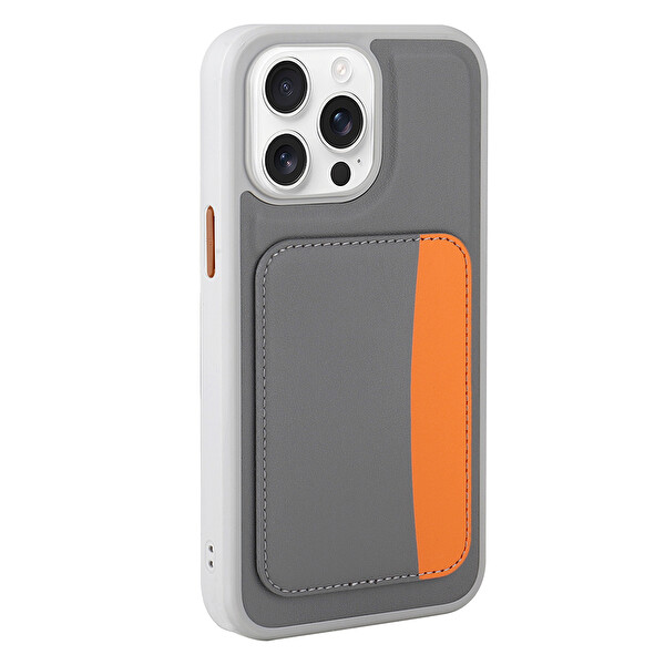 Başkenttekno iPhone 16 Pro Uyumlu Kartlıklı Süni Deri X-Kart Cüzdan Silikon Kapak