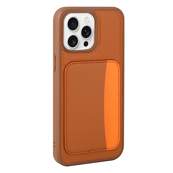 Başkenttekno iPhone 16 Pro Uyumlu Kartlıklı Süni Deri X-Kart Cüzdan Silikon Kapak