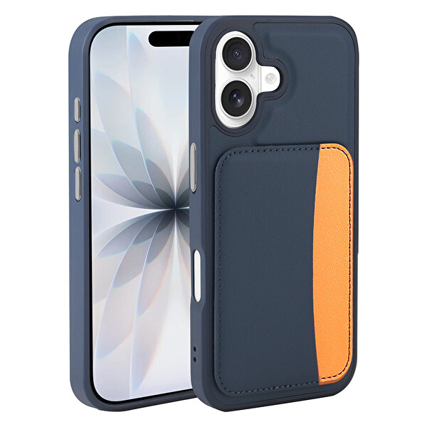 Başkenttekno iPhone 16 Uyumlu Kartlıklı Süni Deri X-Kart Cüzdan Silikon Kapak