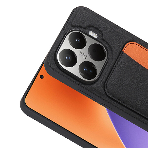 Başkenttekno Xiaomi 15T Pro Uyumlu Kartlıklı Süni Deri X-Kart Cüzdan Silikon Kapak