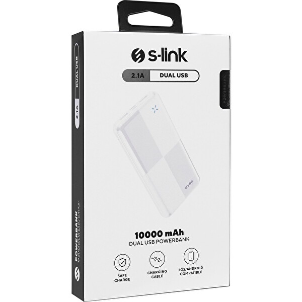 S-Link IP-G12N 10.000MAH Micro-USB Type-C Giriş-Çıkış Beyaz Taşınabilir Şarj Cihazı