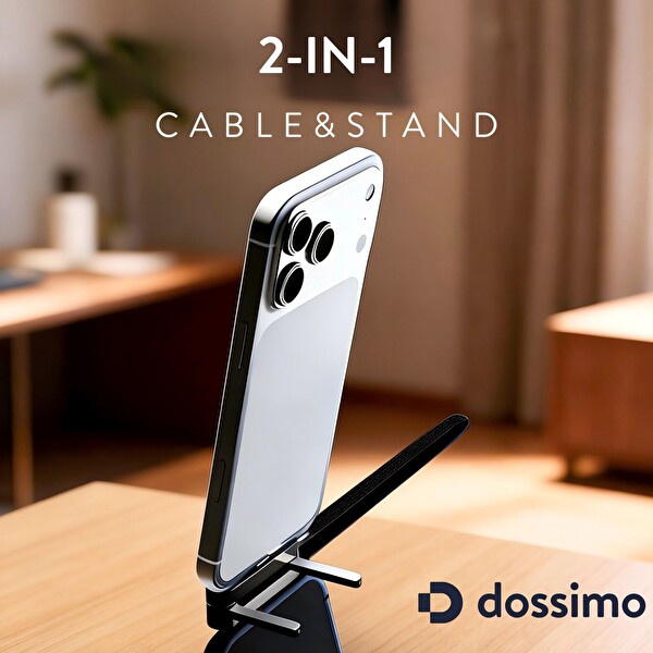 Dossimo 240W Ultra Hızlı Type-C Şarj Data Kablosu Katlanabilir Standlı 1.5 M Örgülü 2 In 1 Stand - Şarj Kablosu