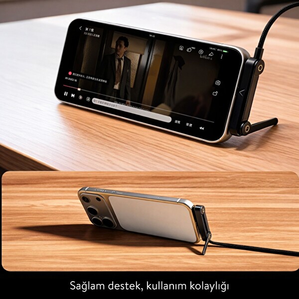 Dossimo 240W Ultra Hızlı Type-C Şarj Data Kablosu Katlanabilir Standlı 1.5 M Örgülü 2 In 1 Stand - Şarj Kablosu