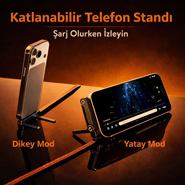 Dossimo 240W Ultra Hızlı Type-C Şarj Data Kablosu Katlanabilir Standlı 1.5 M Örgülü 2 In 1 Stand - Şarj Kablosu