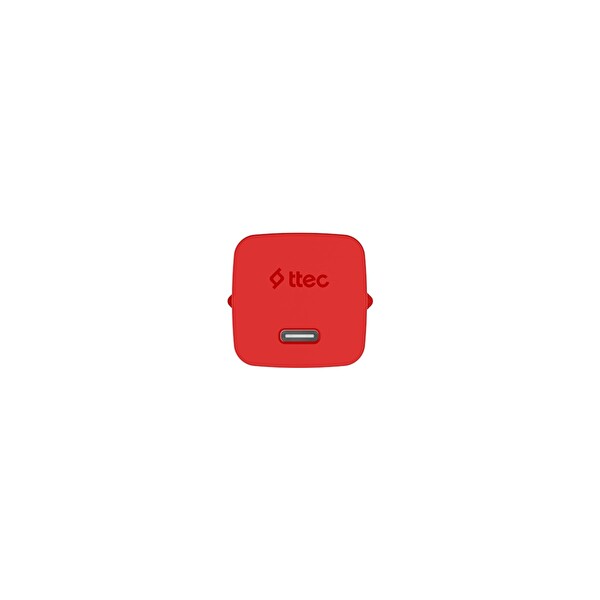 Ttec Smartcharger Gan 20W Pd Seyahat Hızlı Şarj Aleti - USB-C - USB-C 3A Kablo Neon Neon Kırmızı