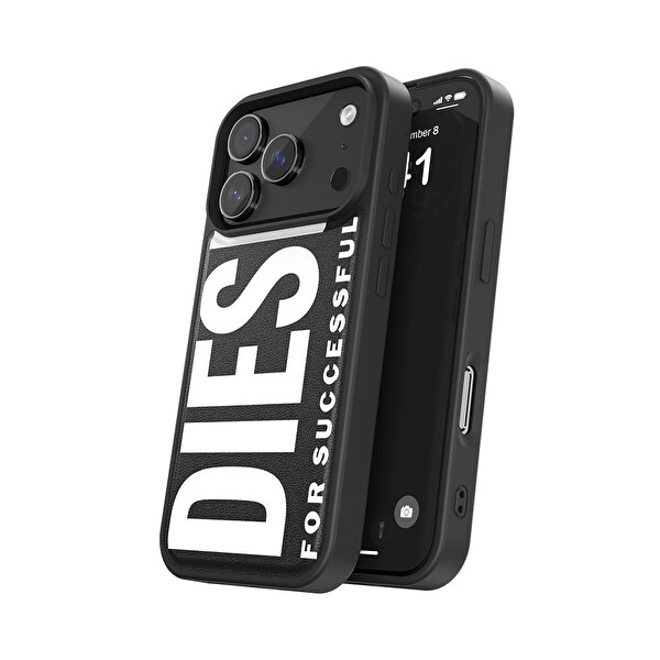 Diesel iPhone 17 Pro Uyumlu Magsafe Destekli Core Kalıplı Kılıf - Siyah/Beyaz