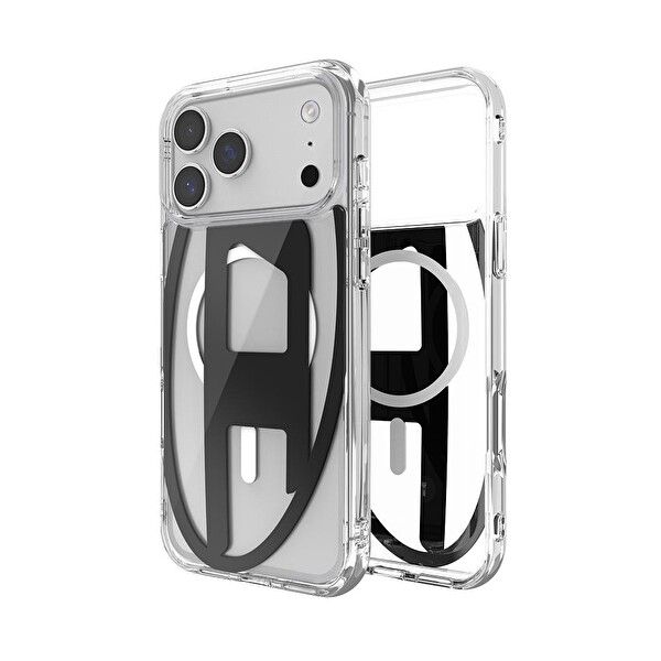 Diesel iPhone 17 Pro Max Uyumlu Magsafe Destekli Oval D Metalik Kılıf - Siyah