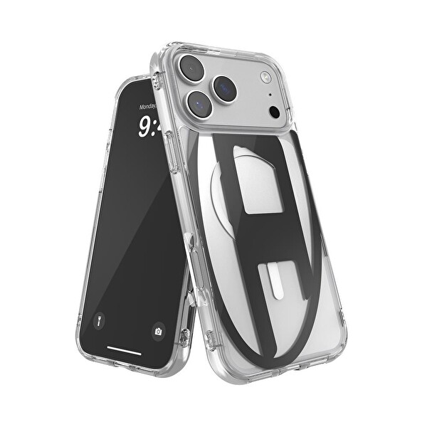 Diesel iPhone 17 Pro Max Uyumlu Magsafe Destekli Oval D Metalik Kılıf - Siyah