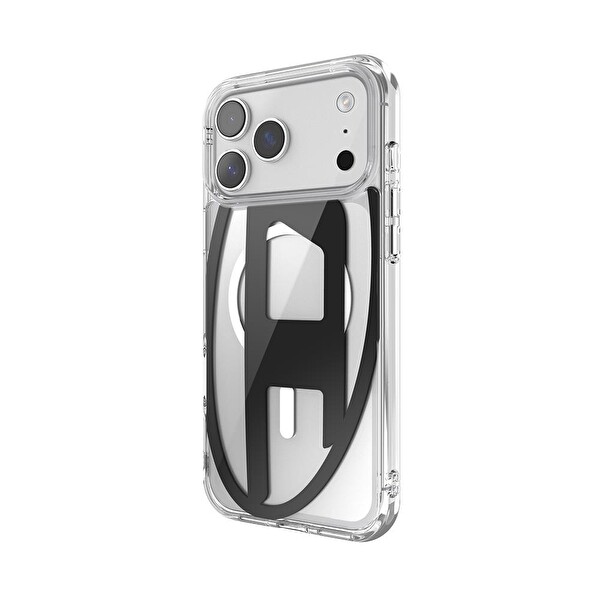 Diesel iPhone 17 Pro Max Uyumlu Magsafe Destekli Oval D Metalik Kılıf - Siyah