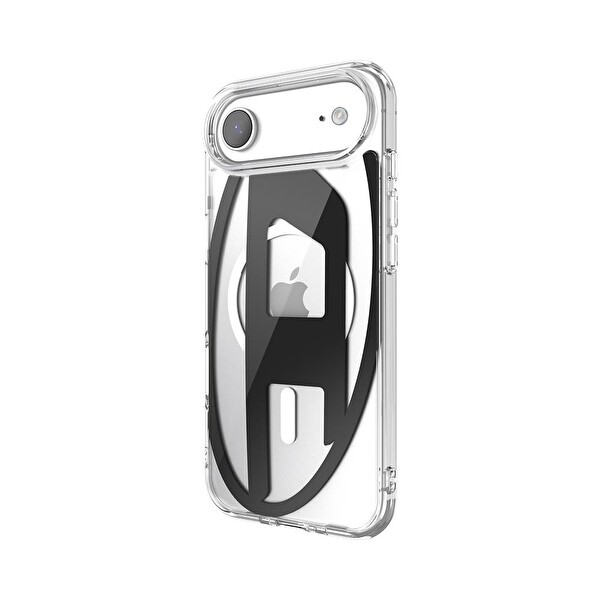 Diesel iPhone 17 Air Uyumlu Magsafe Destekli Oval D Metalik Kılıf - Siyah