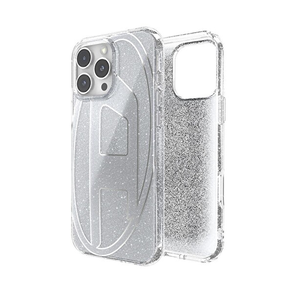 Diesel iPhone 16 Pro Max Uyumlu Oval D Simli Kılıf - Gümüş