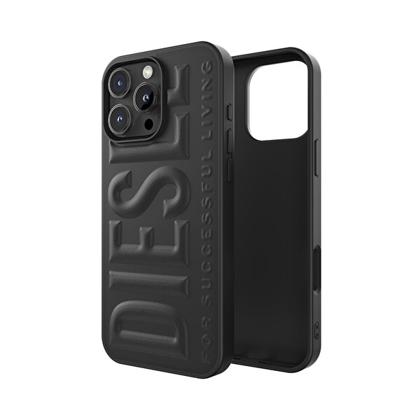 Diesel iPhone 16 Pro Max Uyumlu 3D Biscotto Kılıf - Siyah