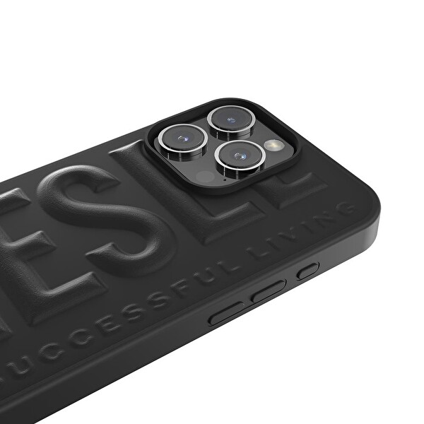 Diesel iPhone 16 Pro Max Uyumlu 3D Biscotto Kılıf - Siyah