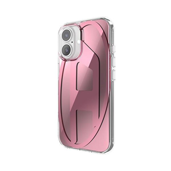 Diesel iPhone 16 Uyumlu Oval D Aynalı (Mirror) Kılıf - Pembe