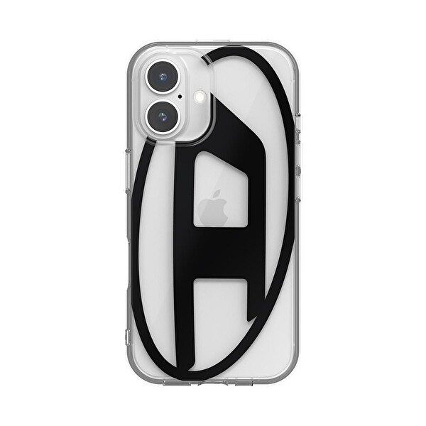 Diesel iPhone 16 Uyumlu Oval D Mirror Şeffaf Kılıf - Şeffaf/Siyah