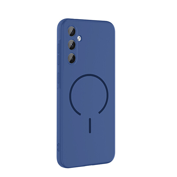 Başkenttekno Samsung Galaxy A57 Meta Lansman Magsafe Kamera Korumalı içi Kadife Silikon Kılıf Lacivert
