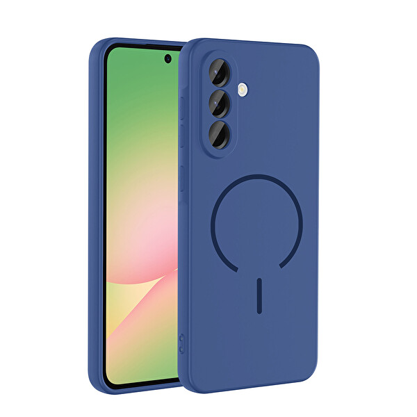 Başkenttekno Samsung Galaxy A26 Meta Lansman M-Safe Kamera Korumalı içi Kadife Silikon Kılıf Lacivert