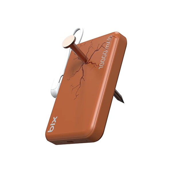 Bix PB121 25W Qi2.2 Kablosuz Magsafe PD 3.0 10000mAh Semi-Solid Bataryalı USB-C Kablolu Powerbank Turuncu