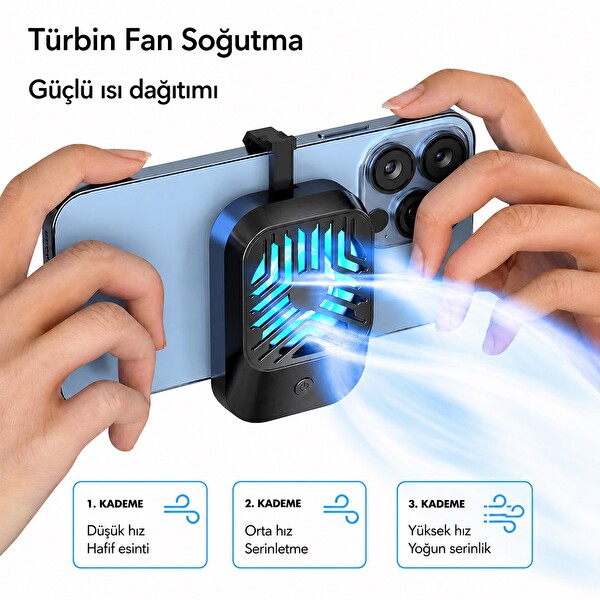 Hadron HDX4389 Klipsli Dahili Bataryalı Led Işıklı Telefon Soğutucu Fan