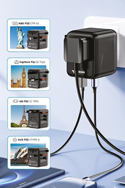 Torima 1005FCR Mini Boy Evrensel 20W GaN III Seyahat Adaptörü