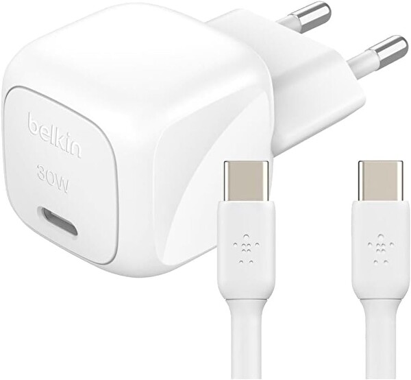 Belkin Compact BoostCharge 30W PD Şarj Aleti ve 1M Type-C Kablo