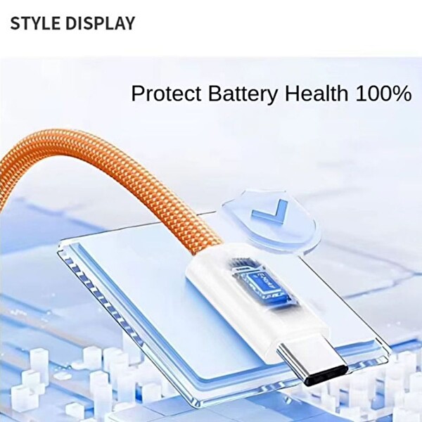 ScHitec 60W Type-C to Type-C Örgülü Hızlı Data ve Şarj Kablosu ve Sim İğnesi Turuncu