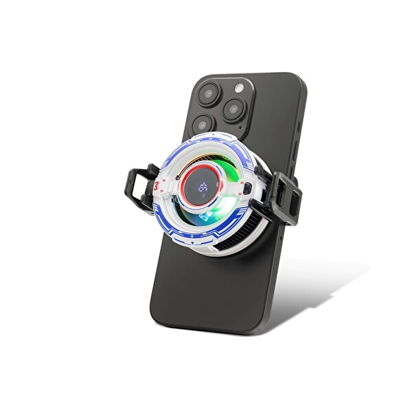 Hadron CX16 Manyetik Klipsli RGB Isı Göstergeli Beyaz Telefon Soğutucu Fan