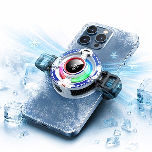 Hadron CX16 Manyetik Klipsli RGB Isı Göstergeli Beyaz Telefon Soğutucu Fan