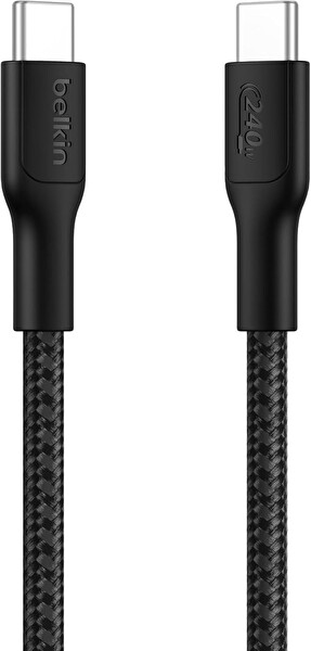 Belkin Boost Charge Örgülü USB-C - USB-C 240W 1M Şarj Kablosu Siyah