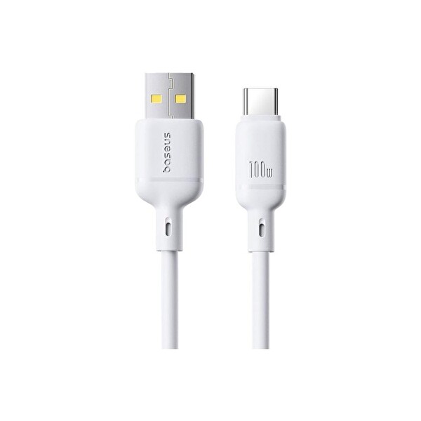 Baseus Silky Series USB To Type-C 100W Şarj Kablosu 1M Beyaz