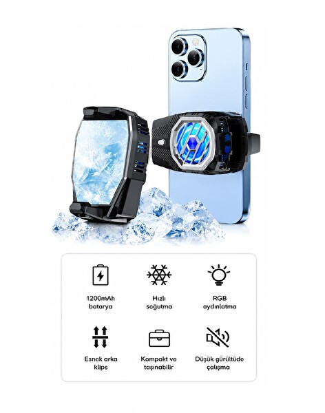Hadron HDX4393 Klipsli Bataryalı Telefon Soğutucu Fan Siyah