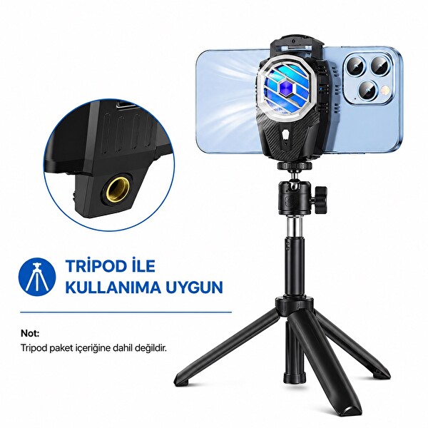Hadron HDX4393 Klipsli Bataryalı Telefon Soğutucu Fan Siyah