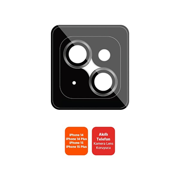 Polosmart PTM607 İphone 14- 14 Plus- 15 -15 Plus Uyumlu Kamera Lens Koruyucu Takma Aparatlı