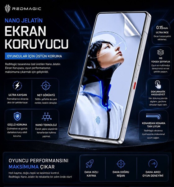 Rova Redmagic 11 Pro Uyumlu Gaming Telefon Nano Jelatin Yüksek Dokunmatik Hassasiyet Ekran Koruyucu