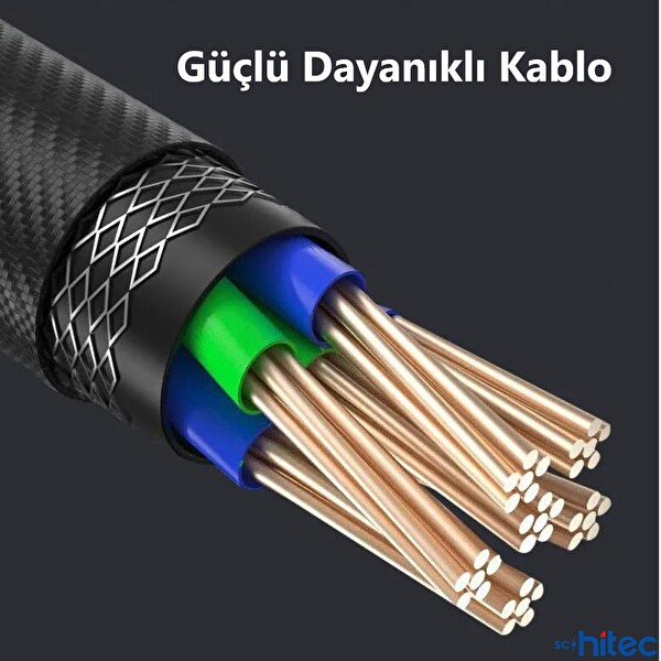ScHitec 5A 100W 20Gps 4K 60Hz Type-C To Type-C 4.0 Gen2 Örgülü 2M Siyah Hızlı Data ve Şarj Kablosu