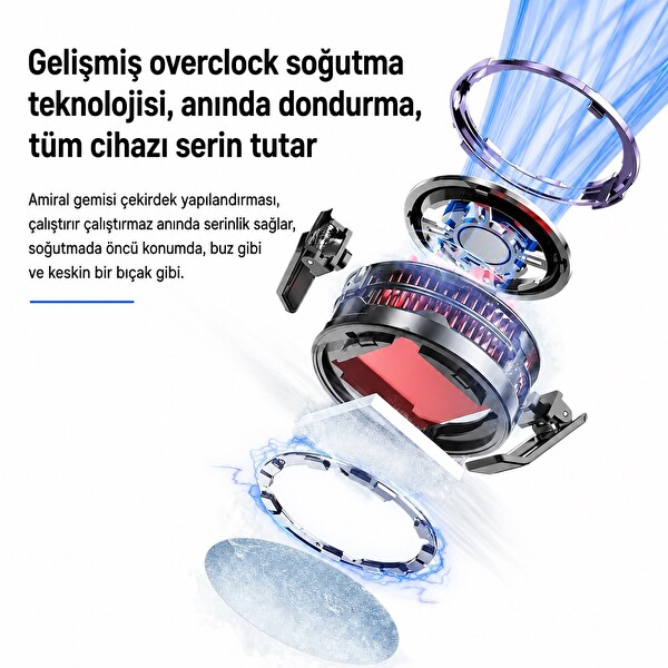 Hadron CX08AI Manyetik Klipsli RGB Telefon Soğutucu Fan Mor Siyah
