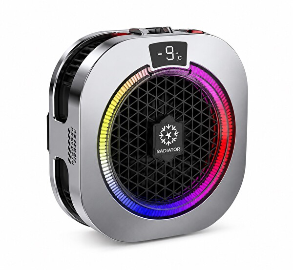 Hadron HDX4385 Manyetik Klipsli RGB Isı Göstergeli iPad Uyumlu Telefon Tablet Soğutucu Fan Gri