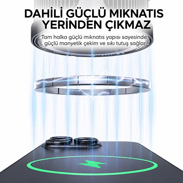 Hadron CX19 Manyetik 15W Kablosuz Şarjlı RGB Isı Göstergeli Telefon Soğutucu Fan Siyah