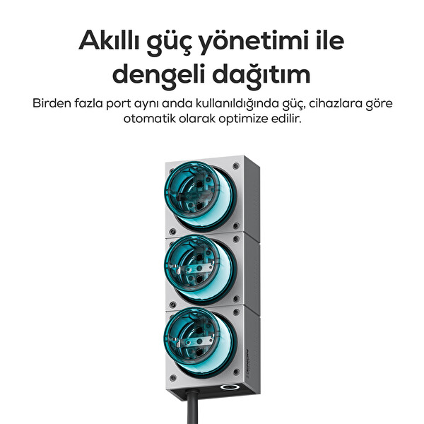 Xenon Smart X6424 7 in 1 3x 4000W AC 140W 3xUSB-C 1 USB-A 100W Kablo Masaüstü Priz Hızlı Şarj İstasyonu