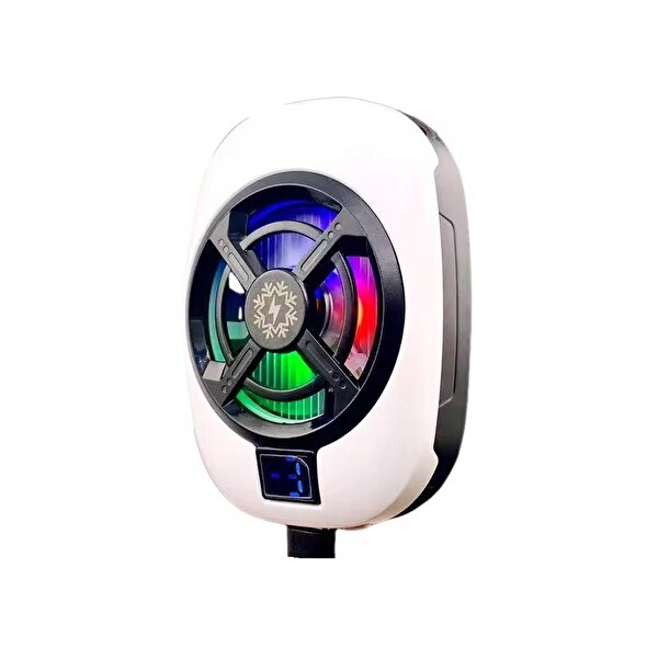 Hadron TL16 Manyetik Telefon Soğutucu Fan RGB Isı Göstergeli Beyaz