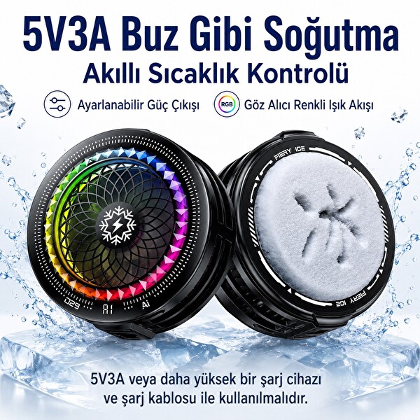 Hadron TH29 Klipsli Telefon Soğutucu Fan RGB LED Isı Göstergeli Siyah