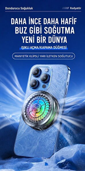 Hadron HDX4380 Manyetik Klipsli Telefon Soğutucu Fan RGB Isı Göstergeli Siyah