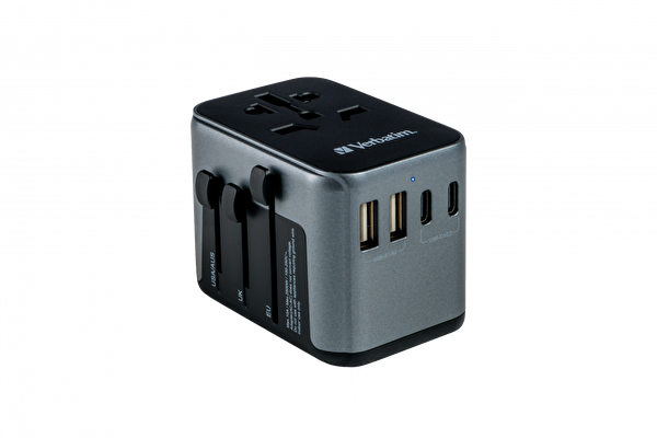Verbatim Evrensel Seyahat Şarj Adaptörü UTA-03 2xUSB-C ve 2xUSB-A-(49545)