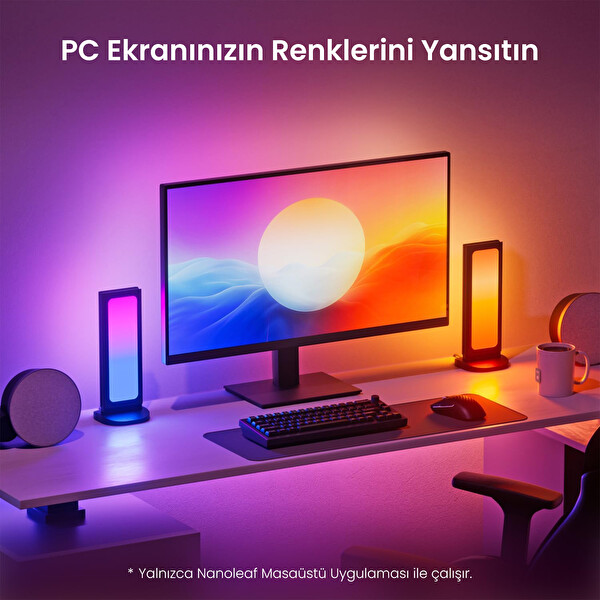 Nanoleaf 2xUSB-C ve 1xUSB-A Girişli RGB Işıklı Masaüstü Stand