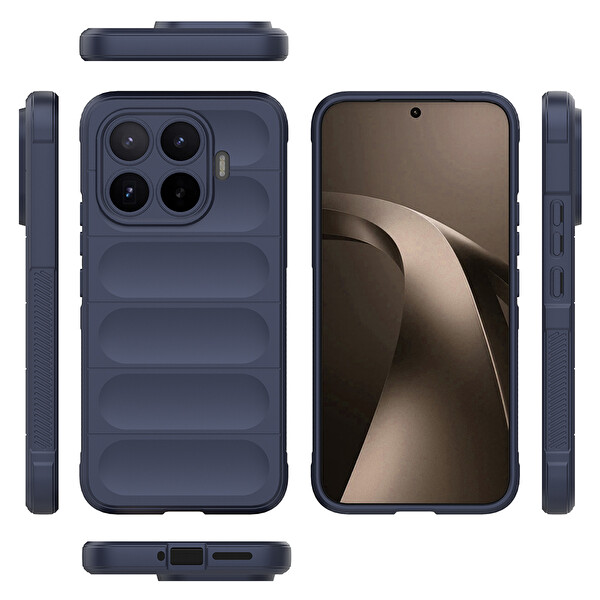 Başkenttekno Xiaomi 17T Esnek TPU Oyuklu Arka Yüzey Tasarımlı Etnik Silikon Kılıf Lacivert