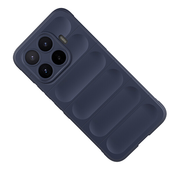 Başkenttekno Xiaomi 17T Esnek TPU Oyuklu Arka Yüzey Tasarımlı Etnik Silikon Kılıf Lacivert