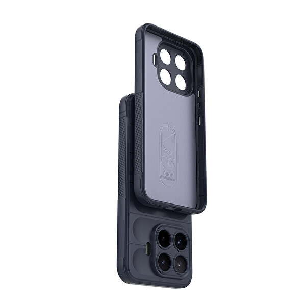 Başkenttekno Xiaomi 17T Esnek TPU Oyuklu Arka Yüzey Tasarımlı Etnik Silikon Kılıf Lacivert