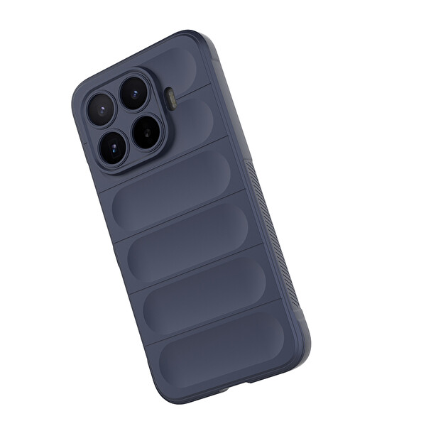 Başkenttekno Xiaomi 17T Esnek TPU Oyuklu Arka Yüzey Tasarımlı Etnik Silikon Kılıf Lacivert