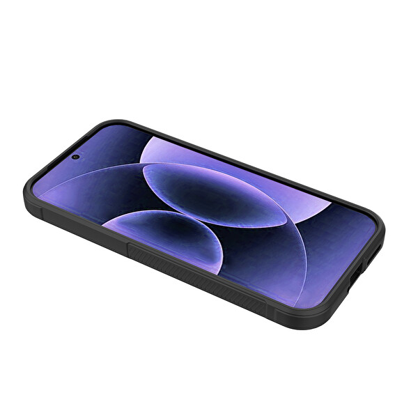 Başkenttekno Xiaomi 17 Pro Max Esnek TPU Oyuklu Arka Yüzey Tasarımlı Etnik Silikon Kılıf Siyah
